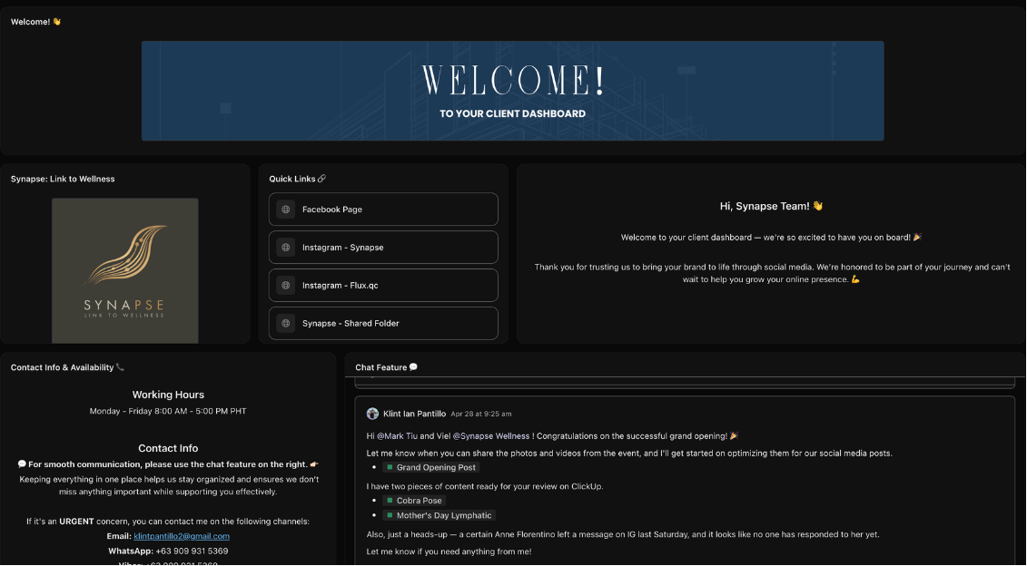 Client Workspace Dashboard